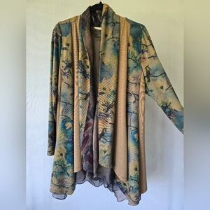 Colorful Tea Garden Open Front Cardigan